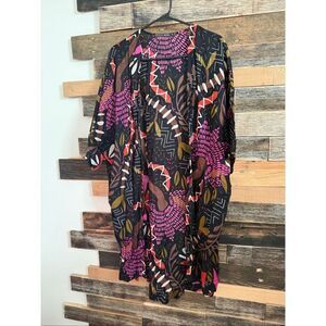Gudrun Sjödén women's cotton kimono duster multicolor floral pattern size S/M